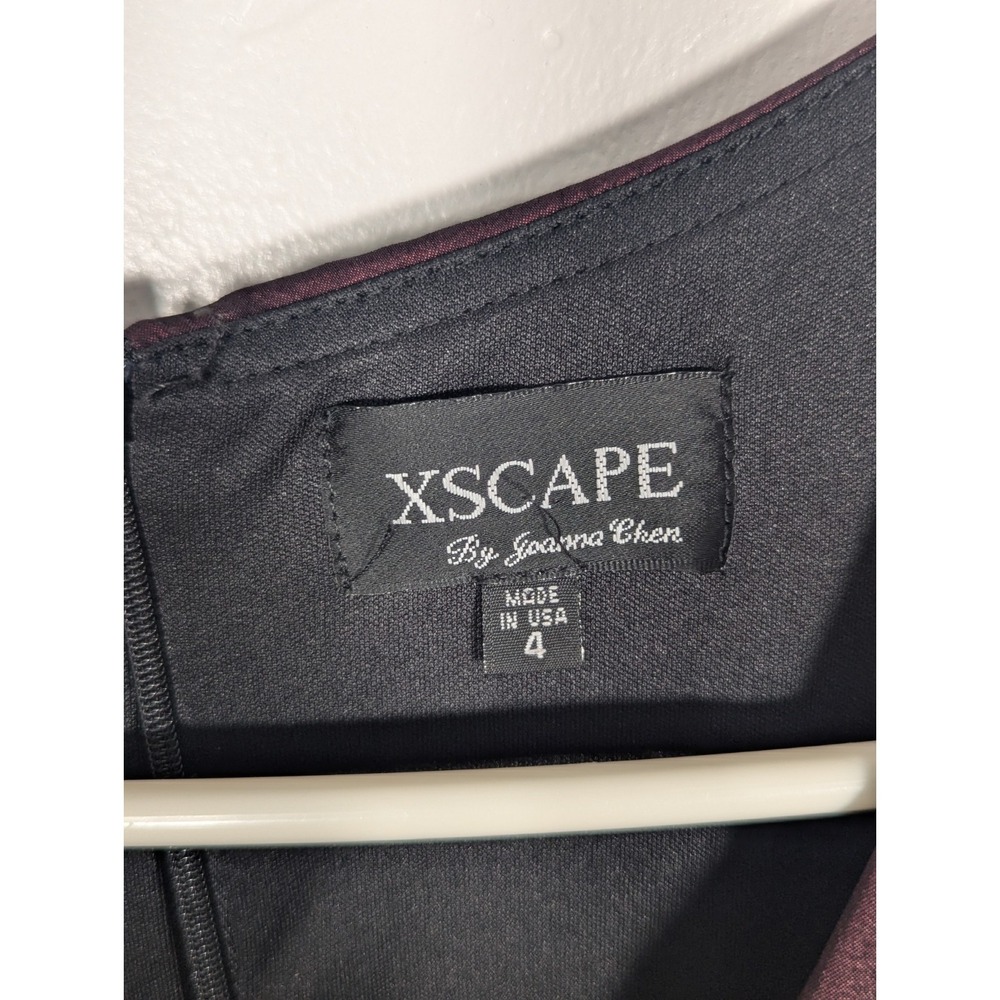 Xscape Dress 4‎ Rouched Maroon Cocktail Formal Vamp Rosette - Picture 4 of 5